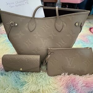 Louis Vuitton Taupe Tote and Accessories Set